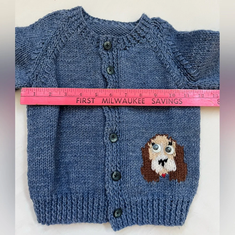 Like New Cardigan Sweater Puppy Dogs Toddler Size 9 Months Baby Blue Unbranded - Picture 11 of 16